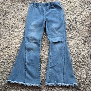 Wide bell bottom hippie elastic waistband jeans